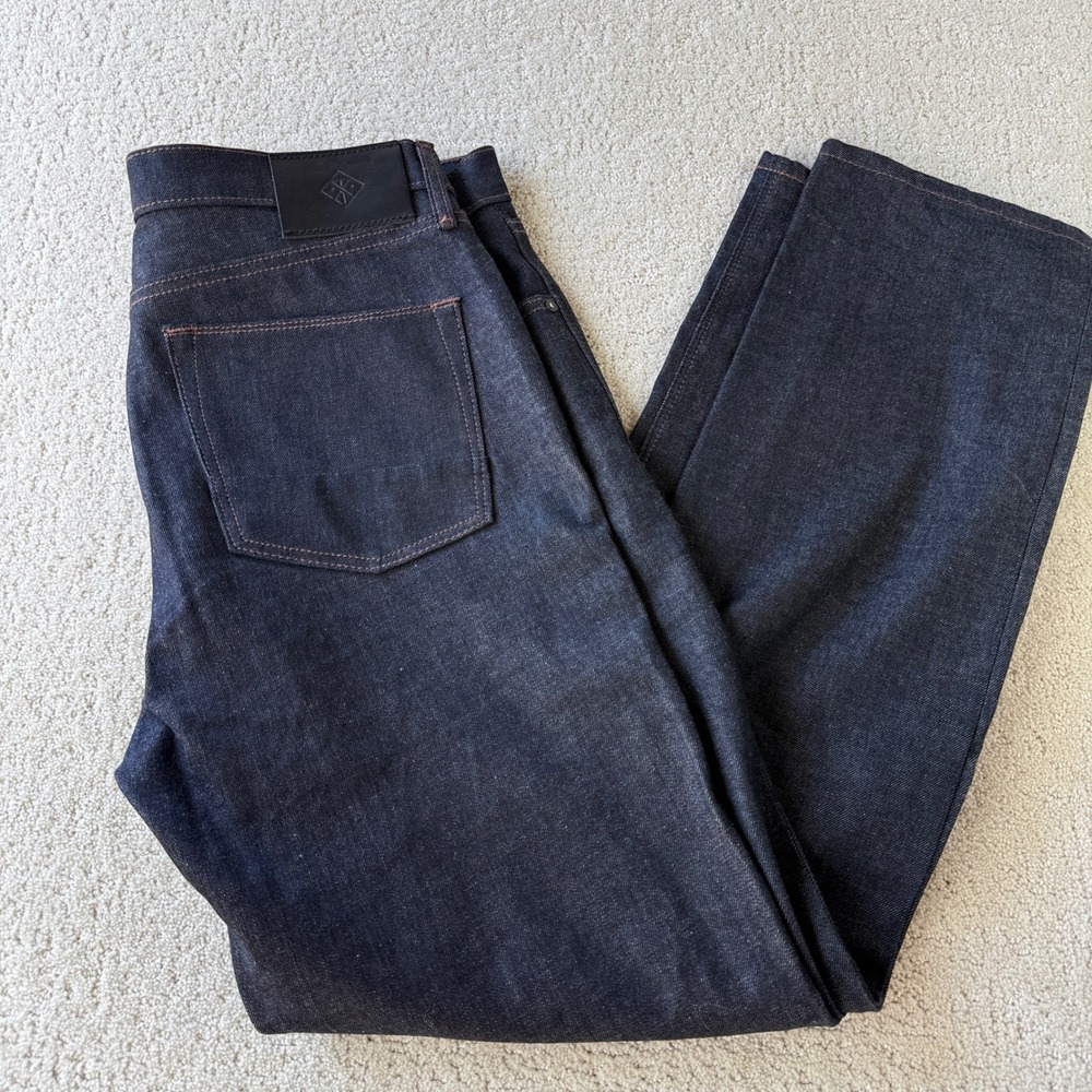 Roark HWY 128 Denim Jeans Mens 34x32 Dark Indigo Straight Fit Hemp Blend